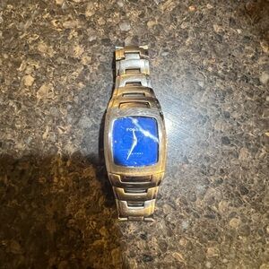 Fossil Silver Watch with Blue Dial